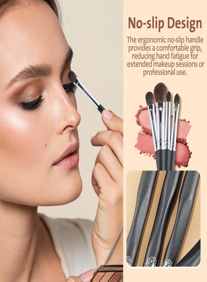 ENERGY Eye Makeup Brush Set 4PCS Professional Eyeshadow Blending Brushes Kit for Eyes Liquid Cream Powder Makeup Up Soft Fluffy Natural Goat Hair for Shader,Smudge,Crease Applicator with Travel Cover - Image 5
