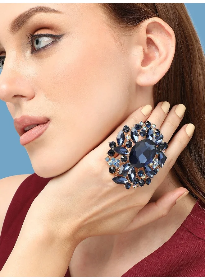 سوهي خاتم حجر مصمم للحفلات مطلي بالذهب