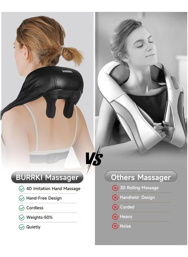 Realfrog Neck Shoulder Massager with Heat, Cordless Deep Tissue 4D Expert Kneading Massager, Shiatsu Neck and Shoulder Massage Pillow for Neck, Traps, Back and Leg Pain Relief, Gifts for Men Women Mom Dad - Image 3
