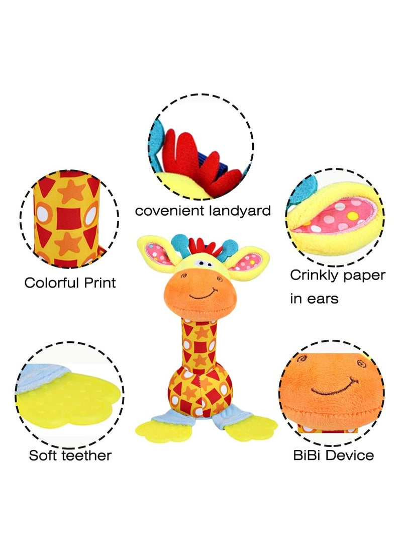 happy monkey Small Baby Toys for Boys and Girls, Infant Newborn Toddler Children Toys, Soft Plush Toys, Baby Teethers, Stuffed Animal Giraffe Toy 6 month 1 Year Kids Gifts  - Image 3