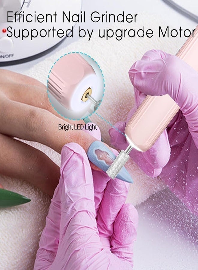 DOLOLO Electric Nail Drill for Gel Polish and Acrylic Nails, 3 Speeds Cordless Nail Files Set Professional Manicure Pedicure Kit, Rechargeable Portable Nail File Kit for Hand Foot Care(Pink) - Image 2