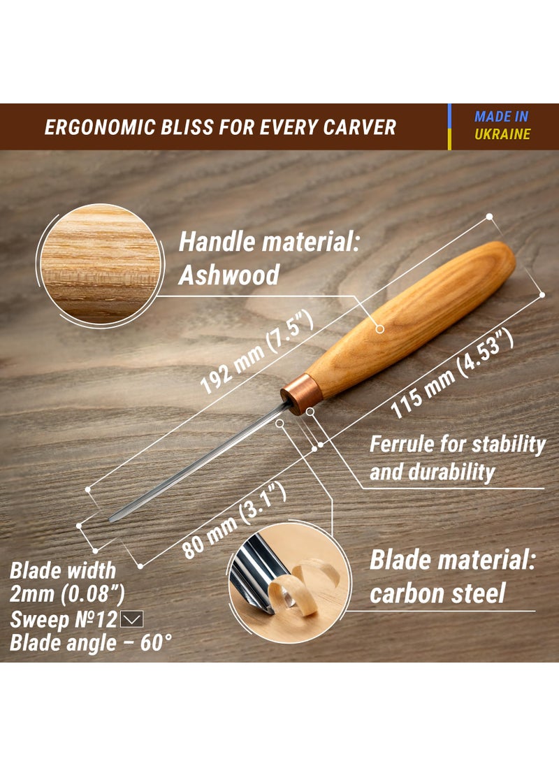 BeaverCraft BeaverCraft Wood Carving V Gouge K12/02 Woodworking Hand Chisel Compact Wood Carving Knife for Beginners and Profi  - Image 2