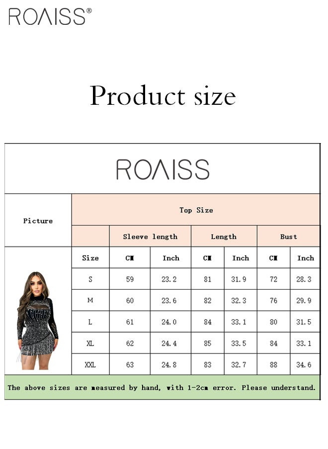أزياء اللؤلؤ حجر الراين اللباس النساء حزب شرابة شبكة غطاء الورك Bodycon اللباس