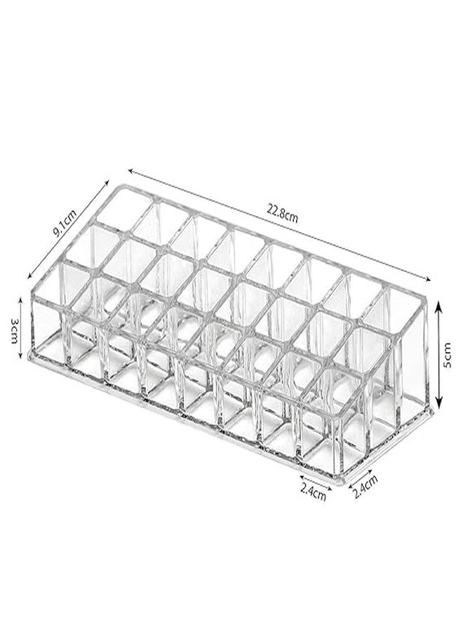 Jarvik Transparent Cosmetic Makeup Organizer Clear 24 Lattices Lipsticks Cosmetic Lotion Makeup Organizer Storage Display Holder Stand - Image 3