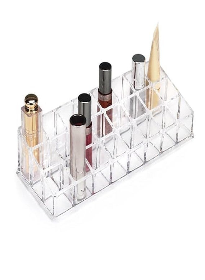 Jarvik Transparent Cosmetic Makeup Organizer Clear 24 Lattices Lipsticks Cosmetic Lotion Makeup Organizer Storage Display Holder Stand - Image 4
