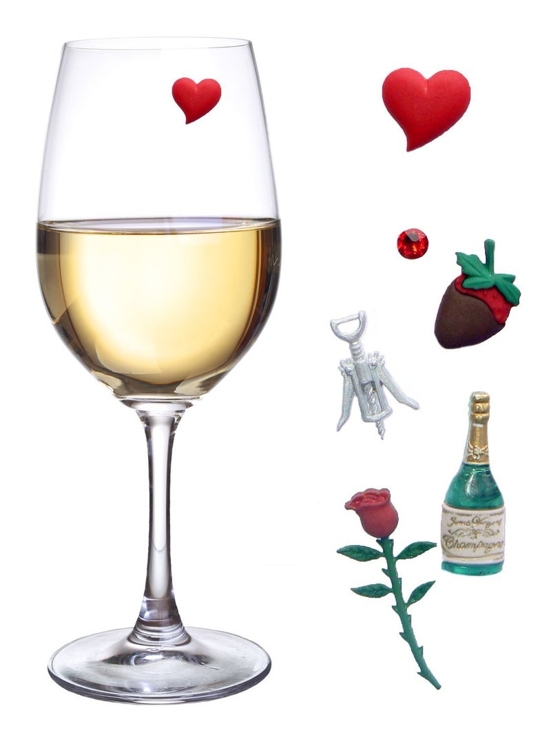 Simply Charmed Simply Chamed Magnetic Wine Glass Charms - Set of 6 Drink Markers - Gift Idea for Mom, Friend, Sister, Aunt - Image 1