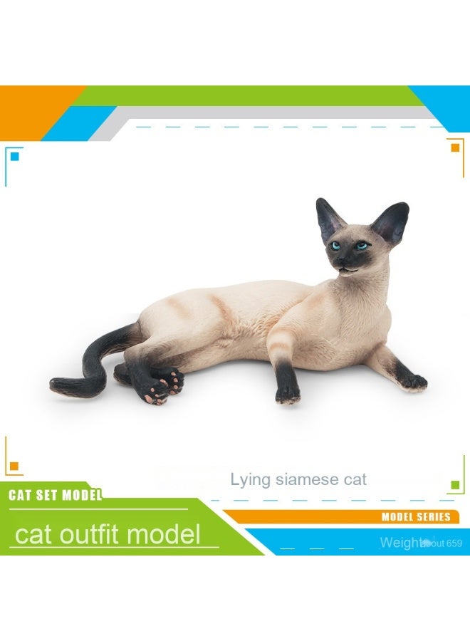 NIBEMINENT Realistic Cat Animal Models - Lazy Orange Cat, Siamese Cat, Ragdoll Cat, Black Cat, Calico Cat Desk Ornaments and Toys