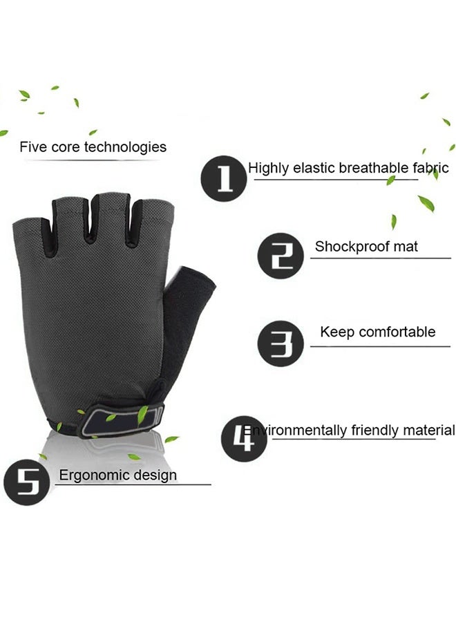 UNUNS Cycling Gloves,Sports Cycling Bike Gloves For Men Women,Half Finger Bike Gloves With Gel Padded,Shock-Absorbing Anti-Slip Breathable Road Biking Gloves For Cycling Training Workout,Black L - Image 2