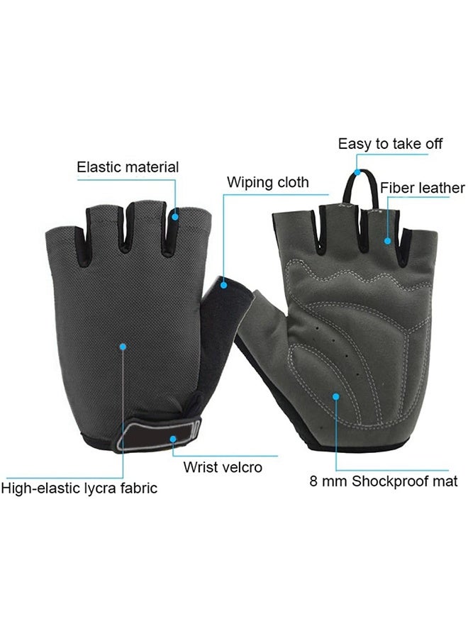 UNUNS Cycling Gloves,Sports Cycling Bike Gloves For Men Women,Half Finger Bike Gloves With Gel Padded,Shock-Absorbing Anti-Slip Breathable Road Biking Gloves For Cycling Training Workout,Black L - Image 3