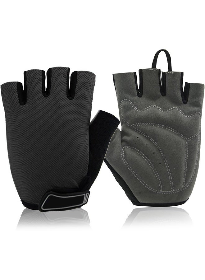 UNUNS Cycling Gloves,Sports Cycling Bike Gloves For Men Women,Half Finger Bike Gloves With Gel Padded,Shock-Absorbing Anti-Slip Breathable Road Biking Gloves For Cycling Training Workout,Black L - Image 1