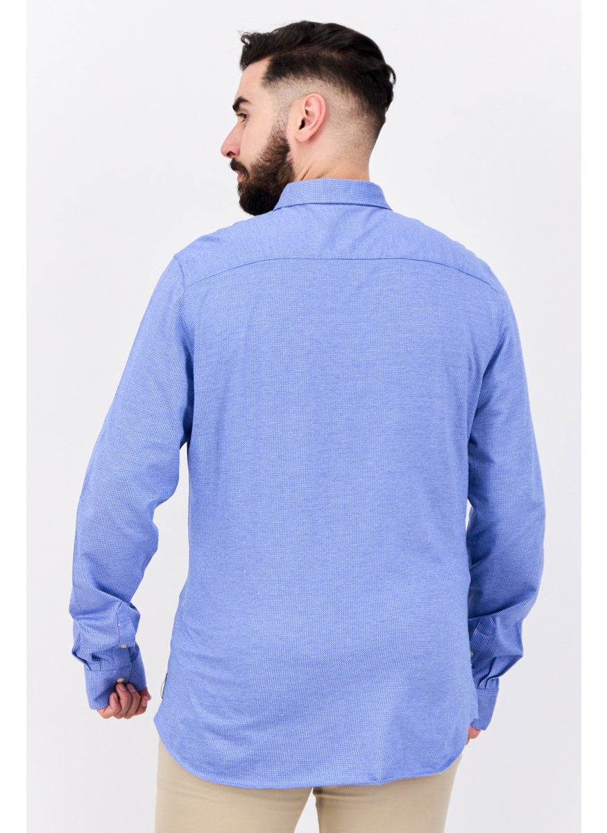 Scotch & Soda - Men Slim Fit Allover Print Long Sleeves Casual Shirt, Blue - Image 1