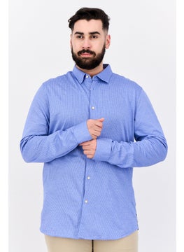 Men Slim Fit Allover Print Long Sleeves Casual Shirt, Blue