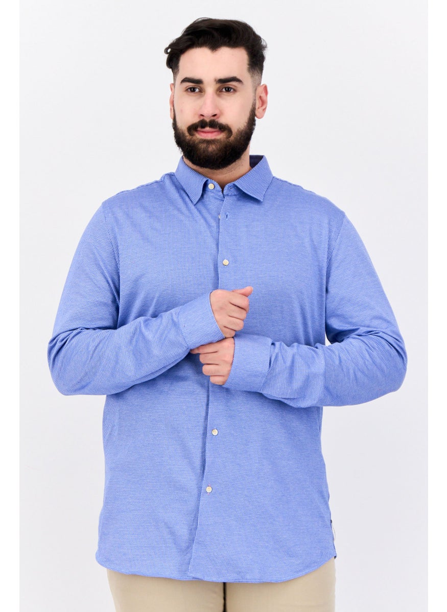 Scotch & Soda - Men Slim Fit Allover Print Long Sleeves Casual Shirt, Blue - Image 1