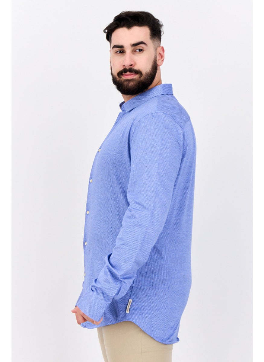 Scotch & Soda - Men Slim Fit Allover Print Long Sleeves Casual Shirt, Blue - Image 1