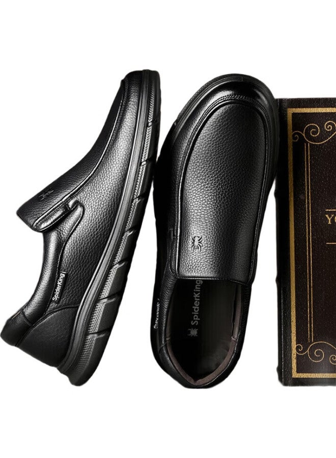 Spider King Men'S Simple And Comfortable Daily Business Casual Shoes Low-Top Thick-Soled Lightweight Slip-On Men'S Shoes D2Qa480721A Black Size 43 - Image 2