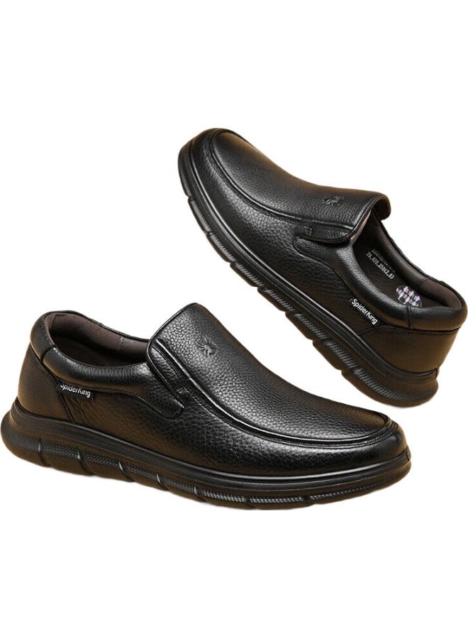 Spider King Men'S Simple And Comfortable Daily Business Casual Shoes Low-Top Thick-Soled Lightweight Slip-On Men'S Shoes D2Qa480721A Black Size 43 - Image 1