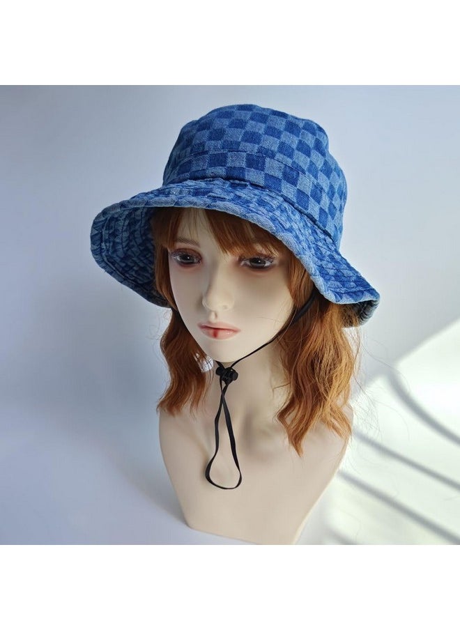 Etncy Life - Life Blue Jean Bucket Hat Washed Packable Summer Travel Fisherman Cap For Women Men Unisex (Style1-Blue) - Image 1