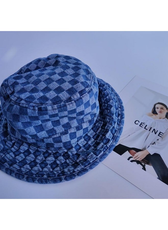 Etncy Life - Life Blue Jean Bucket Hat Washed Packable Summer Travel Fisherman Cap For Women Men Unisex (Style1-Blue) - Image 1