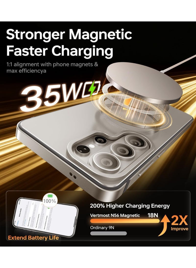 اوراکس سامسونج غالاكسي S26 غطاء الحالة المغناطيسية الفائقة ، متوافق مع MagSafe ، المعدن الأصلي ، حماية السقوط ، واقية مقاومة للصدمات ، رقيقة للغاية ، اكسسوارات المحمول (التيتانيوم الرمادي) - Image 3