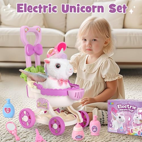 TUZT Girl Interactive Walking Unicorn Stroller Toy Set with Plush Electric Unicorn  Groom Care Accessories Pretend Play Christmas Birthday Gift Toddler 3 4 5 6 Years Unicorn Toys for Girls 46 - Image 5