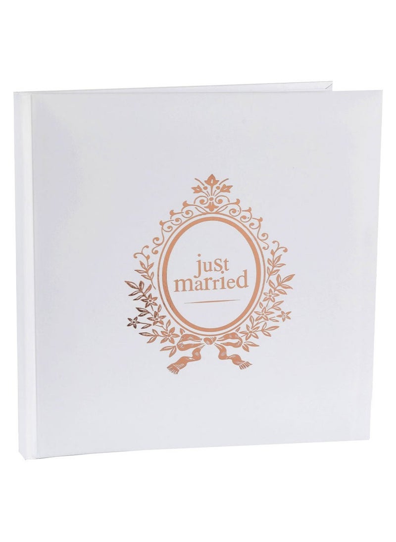 Just Married Guest Book Rose Gold Cardboard White 25cm