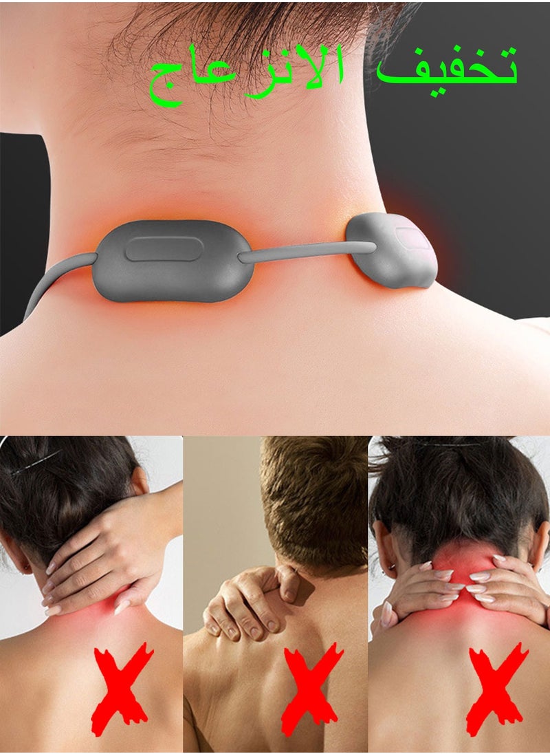 Syarme Neck Massager, Portable Neck and Shoulder Massager with Heat for Pain Relief, 4 Modes 9 Levels EMS TENS Pulse Rechargeable Hanging Neck Acupoints Lymphvity Massager  - Image 5