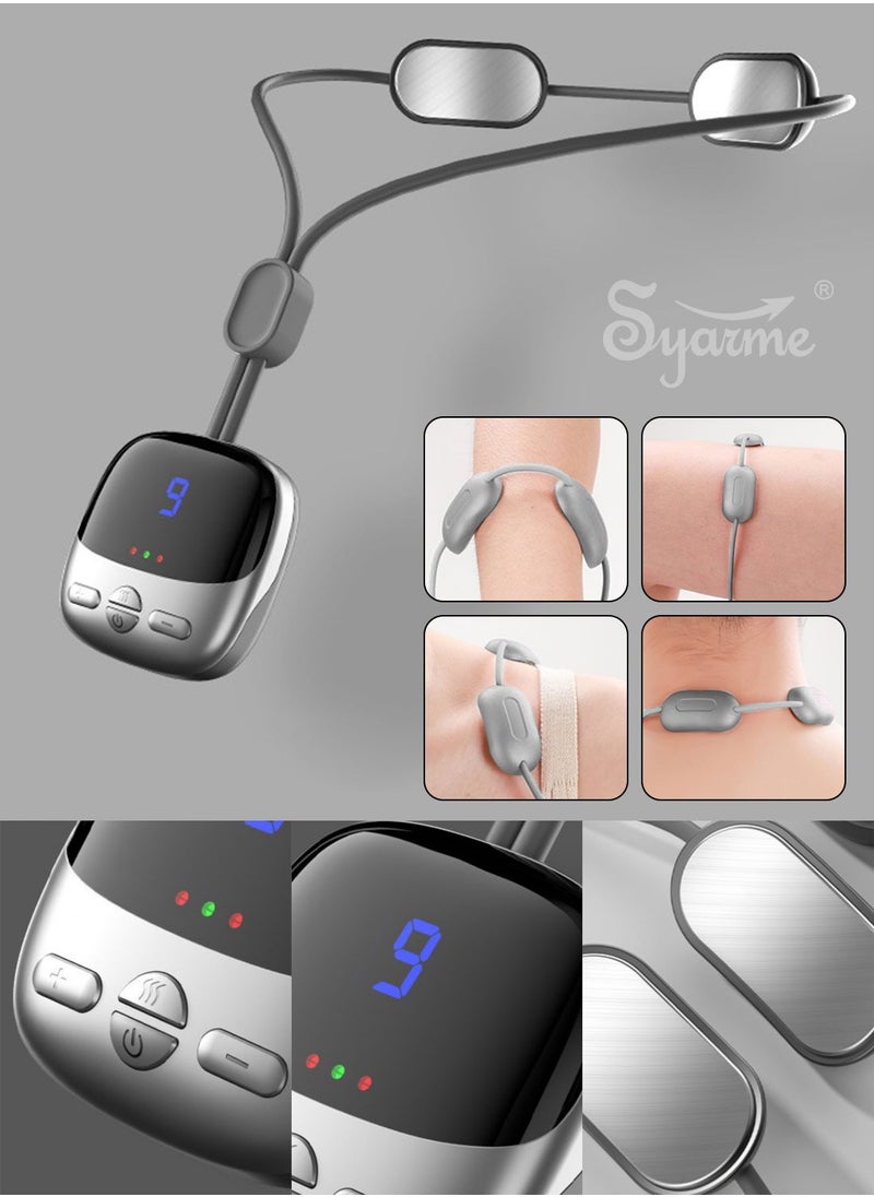 Syarme Neck Massager, Portable Neck and Shoulder Massager with Heat for Pain Relief, 4 Modes 9 Levels EMS TENS Pulse Rechargeable Hanging Neck Acupoints Lymphvity Massager  - Image 4