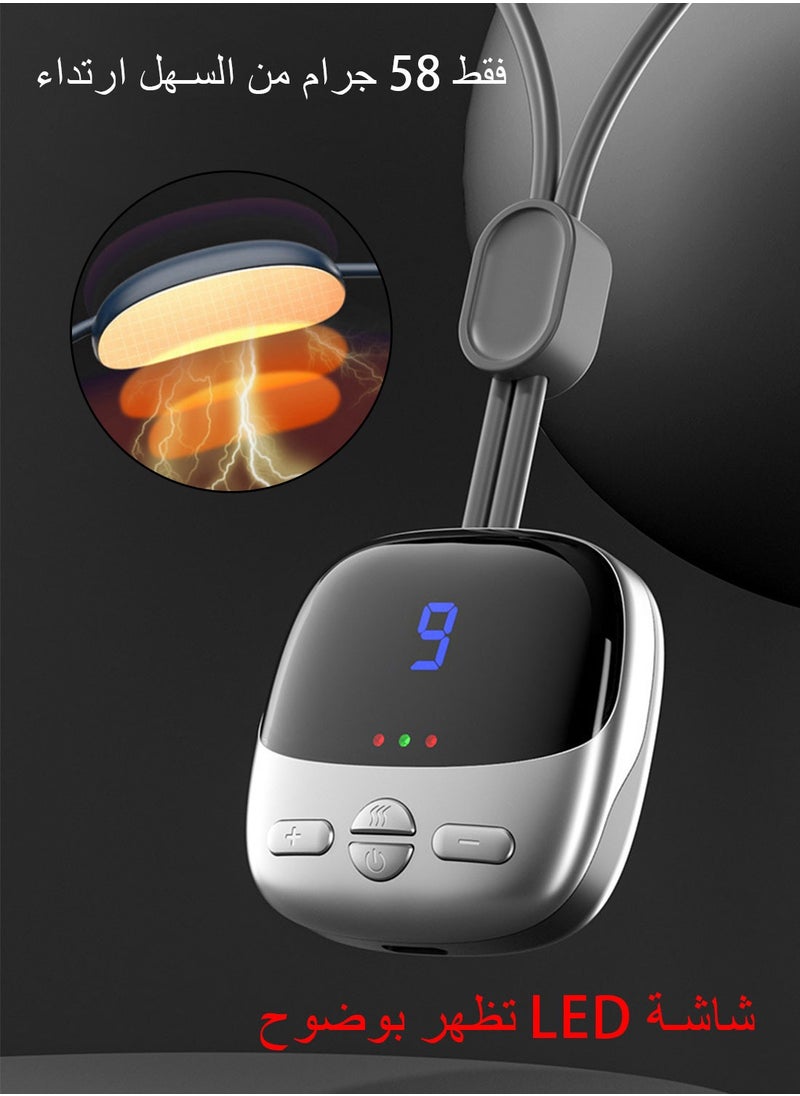 Syarme Neck Massager, Portable Neck and Shoulder Massager with Heat for Pain Relief, 4 Modes 9 Levels EMS TENS Pulse Rechargeable Hanging Neck Acupoints Lymphvity Massager  - Image 3