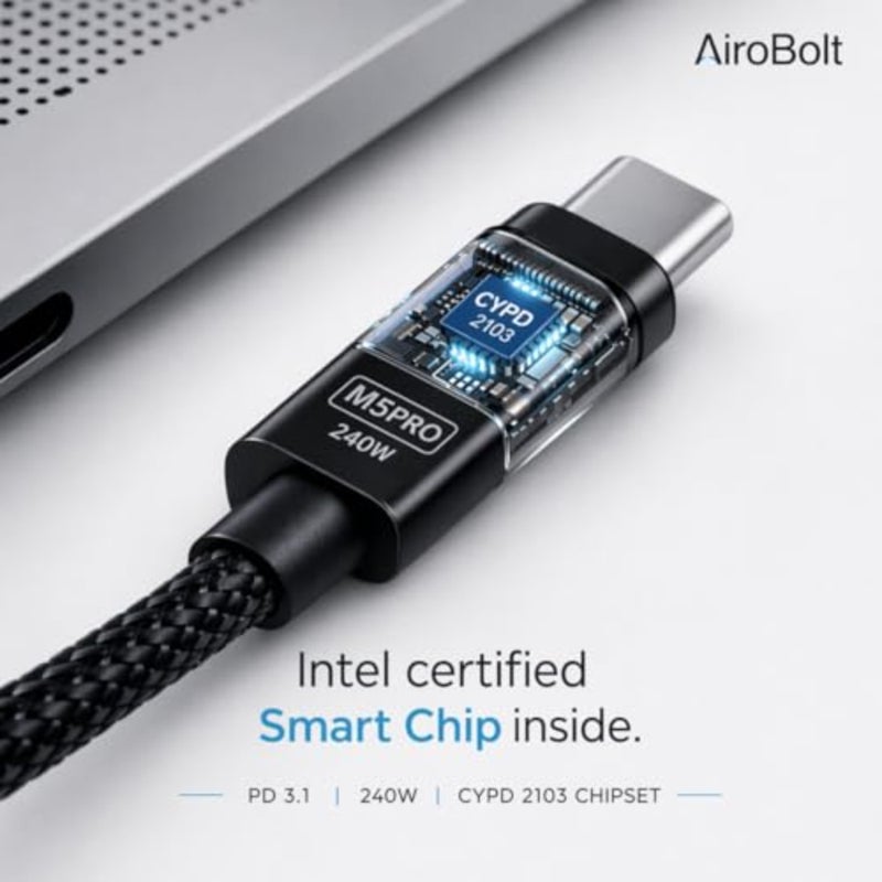 M5 PRO [Intel ] Thunderbolt 5 Cable 2M, 120Gbps, 240W Charging, 16K@60Hz Display, 80Gbps Data Transfer, USB4 Compatible, for MacBook Pro, Mac Mini M4, eGPU, SSD - Image 5