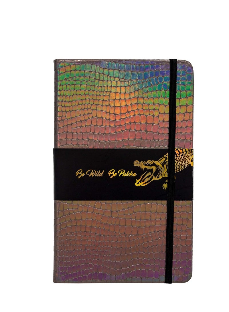 Pukka Pad, Wild Notepad with Pocket - 8.5” x 5.3” - 96 Sheets of 80GSM Ivory Lined Paper - Crocodile - Image 1