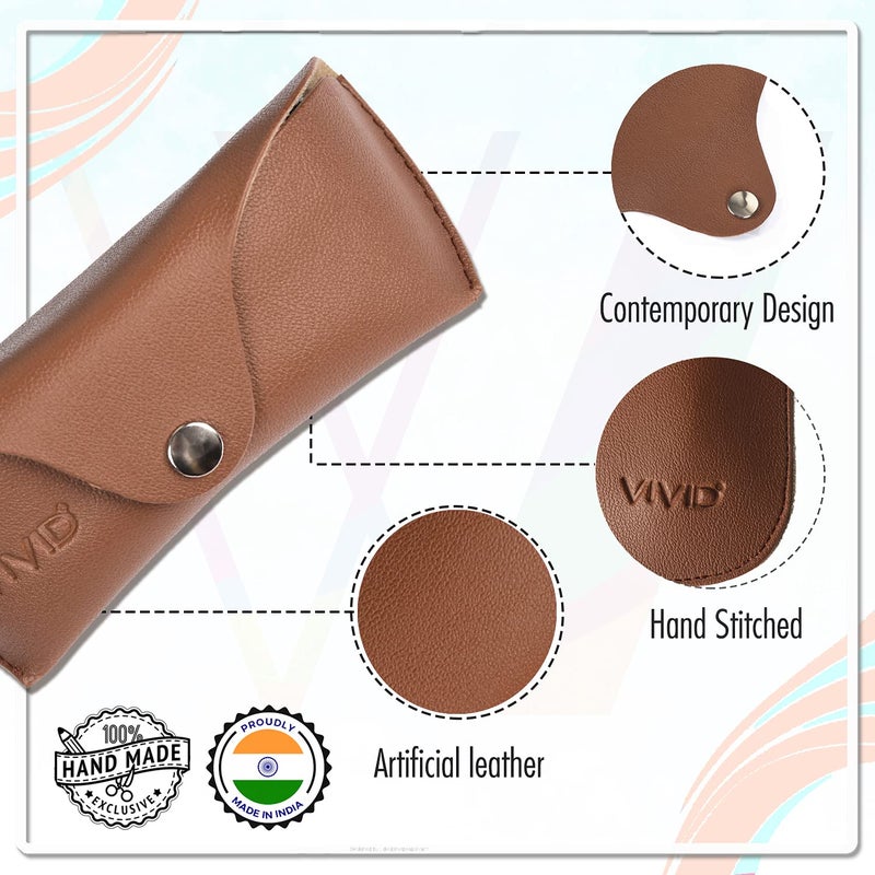 VIVID Vision Unisex Adult Lightweight Eyewear Specs Case Cover | Protect Eye Glasses | Chashma Dibbi | Spectacle Box | Closure - Button | Artificial Leather - Image 4