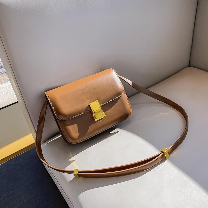 Jelly Bag Genuine Leather Tofu Bag Retro New Fashion Small Square Bag Single Shoulder Crossbody Bag Versatile Popular Style For Women - Image 1