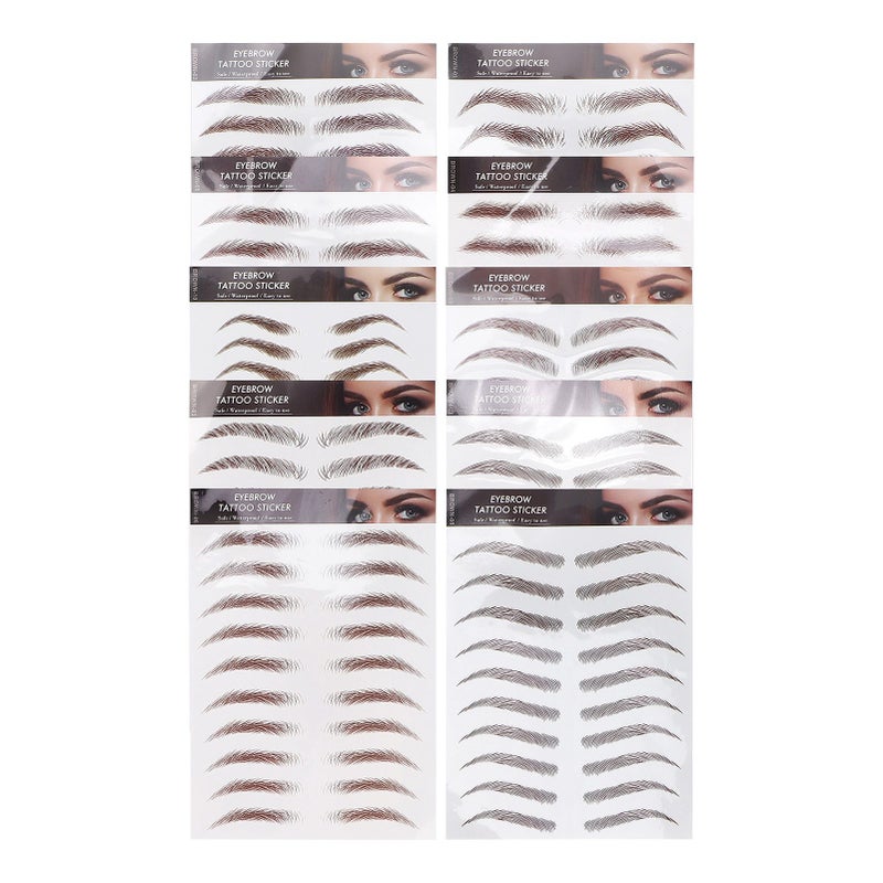 10pcs Temporary Brow Tattoo Waterproof Disposable 6D False Eyebrow Tattoos Stickers - Image 1