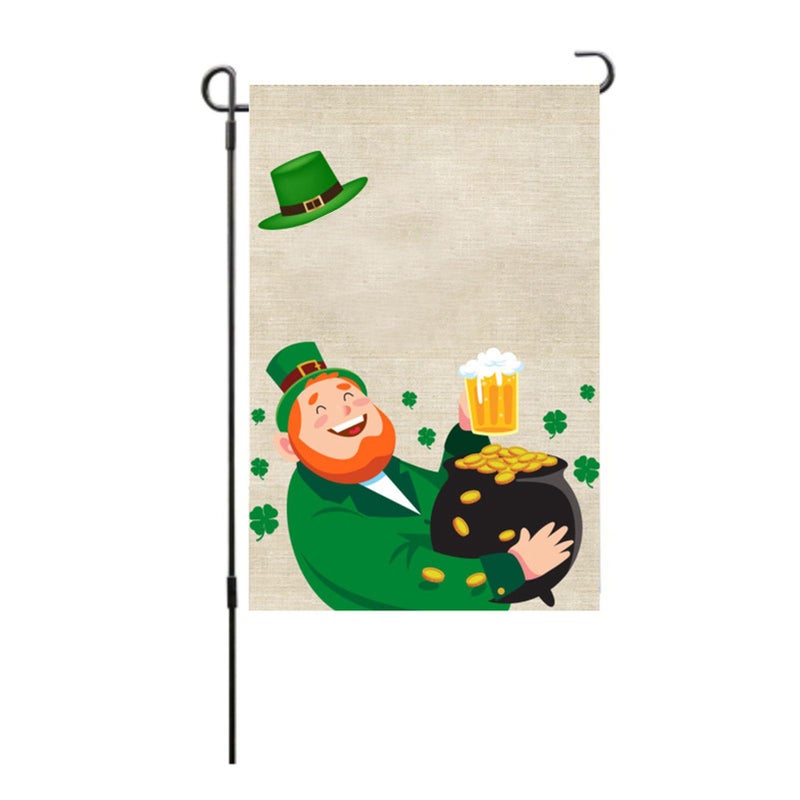 Double Sided Rustic Burlap St Patricks Day Garden Flag Outdoor Decor Shamrock Clover Yard Flag Size S010 - Image 2