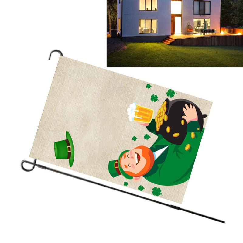Double Sided Rustic Burlap St Patricks Day Garden Flag Outdoor Decor Shamrock Clover Yard Flag Size S010 - Image 4