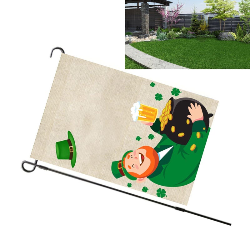 Double Sided Rustic Burlap St Patricks Day Garden Flag Outdoor Decor Shamrock Clover Yard Flag Size S010 - Image 5