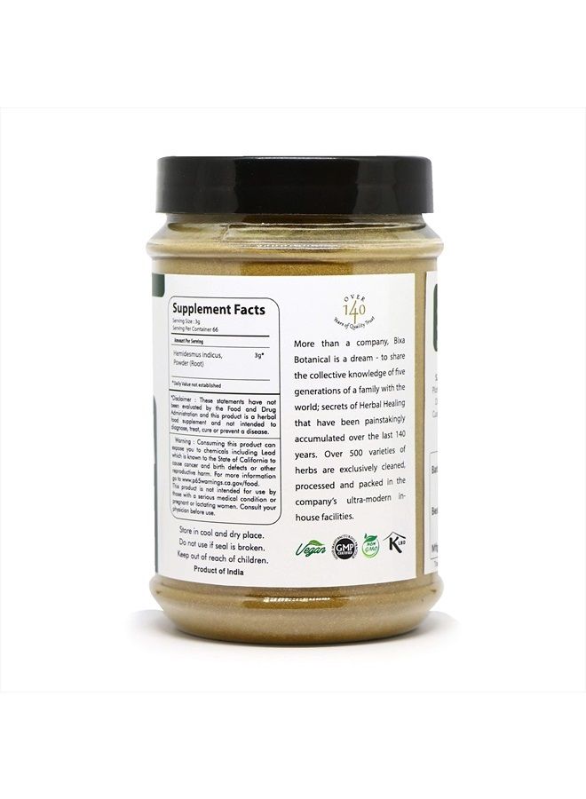 bixa BOTANICAL Sarsaparilla Root Powder (HEMIDESMUS INDICUS) – 200g (7 Oz) Natural Blood Purifier & Cooling Agent | Anti Oxidant Herbal Supplement - Image 2