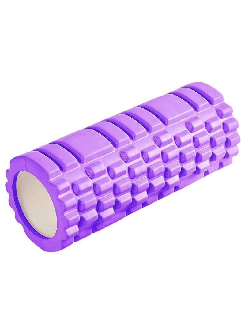 Yoga Column - Multi-angle massage, 33cmEVA hollow wolf-toothed yoga column, hollow foam axis balance bar,  Pilates Yoga Column (Purple) - Image 1