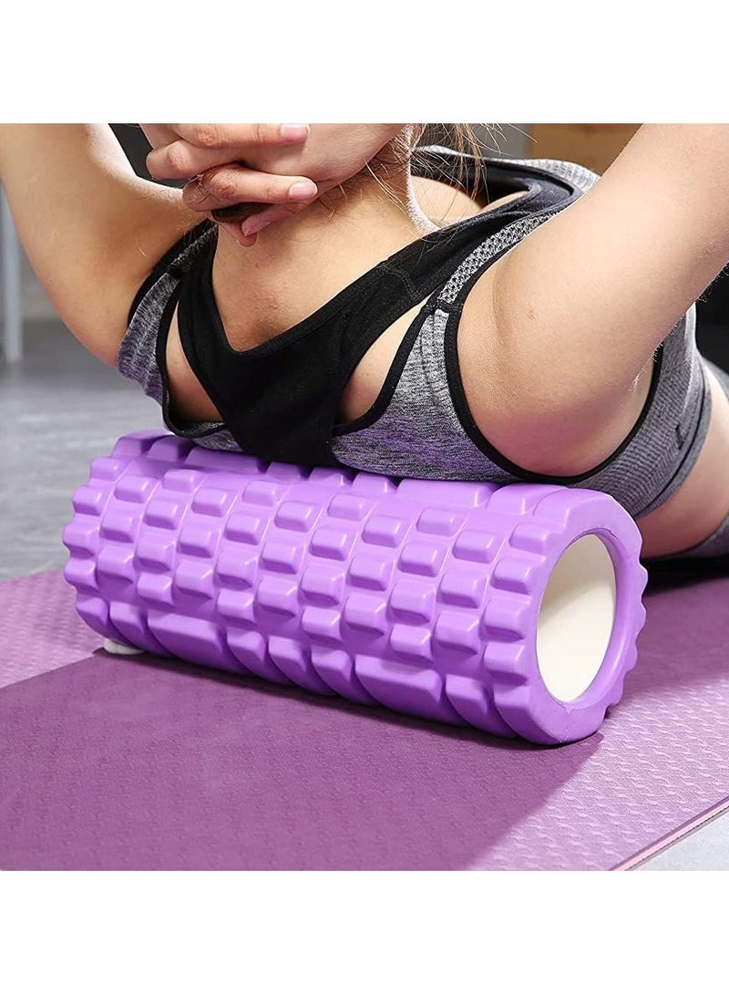 Yoga Column - Multi-angle massage, 33cmEVA hollow wolf-toothed yoga column, hollow foam axis balance bar,  Pilates Yoga Column (Purple) - Image 2