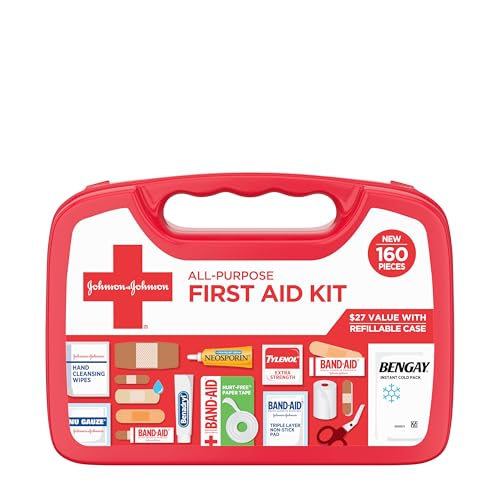 Band-Aid All-Purpose Portable Compact First Aid Kit for Minor Cuts, Scrapes, Sprains & Burns, Perfect for Home, Car, Travel, Camping Essentials & Outdoor Emergency Kit, 160 Pieces - Image 1