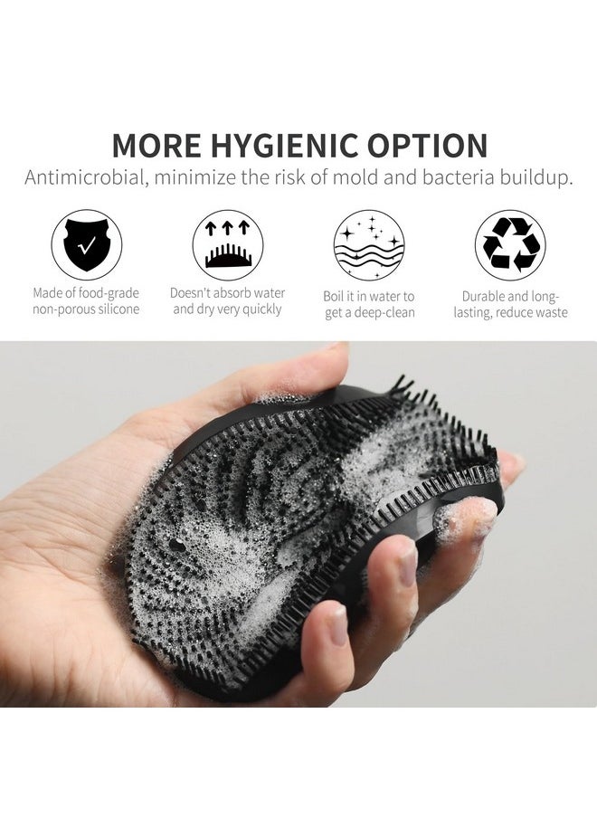 BEAUTAIL Silicone Body Scrubber Upgrade 3Rd Generation Shower Bath Brush Lather Nicely Soft Massage Body More Hygienic Than Traditional Loofah Gentle Exfoliating For Sensitive Skin 1 Pack Black  - Image 2