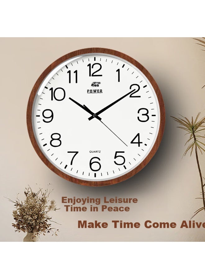 Power Calendar Wall Clock, Living Room Simple Design, Ba Timepiece, Wall-mounted Quartz Clock, No Drilling Required, 30cm Wood Grain Color Bw240518j1