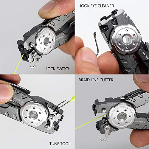 SAMSFX Fishing Tungsten Line Cutter with Zinger Retractors, Fishing Pliers, Knot Tying Tool, Hook Eye Cleaner, Hook Sharpener, Tune Baits & Loop Tyer Tool (Gray Line Cutter with Retractor) - Image 4
