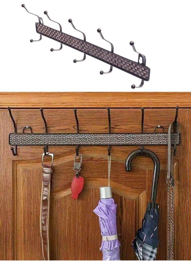 FALMER - Metal Clothes Hanger with 6 Double-Tier Hooks– 50x14cm Brown - Image 1