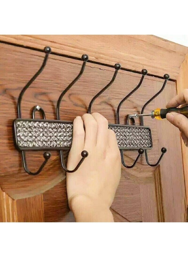 FALMER - Metal Clothes Hanger with 6 Double-Tier Hooks– 50x14cm Brown - Image 1