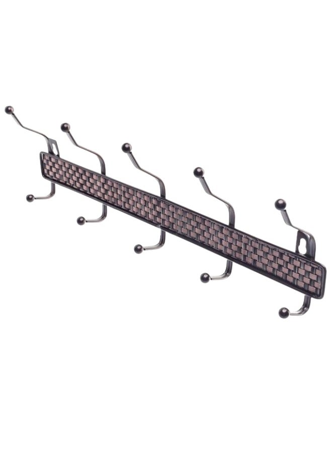 FALMER - Metal Clothes Hanger with 6 Double-Tier Hooks– 50x14cm Brown - Image 1