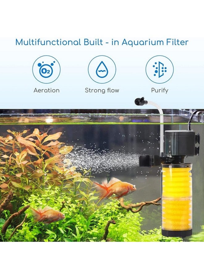 فلتر حوض سمك، حتى 2.5 قدم - فلتر طاقة غاطس لحوض السمك بقوة 20 وات - 3 في 1 للترشيح والأكسجين وتدفق المياه من طبقتين من Petzlifeworld - Image 2