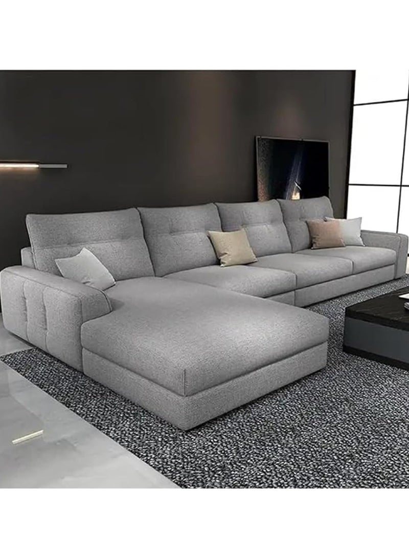 Karnak Harley Jumbo L-Shaped Sofa –LIGHT GREY Cotton Linen for Living Room - Image 1