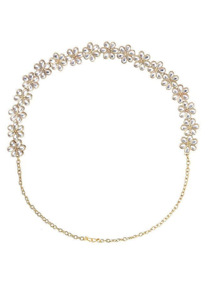 Fabula Jewellery Kundan & Pearls Ethnic Hair Band Hairband/Hair Chain for Women & Girls - Image 2
