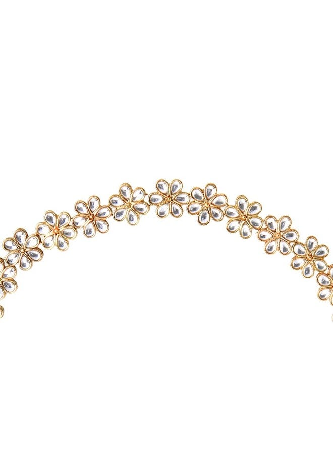 Fabula Jewellery Kundan & Pearls Ethnic Hair Band Hairband/Hair Chain for Women & Girls - Image 3
